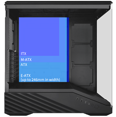Side view of case with Motherboard Support highlighted