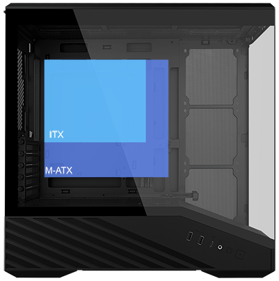 Side view of case with Motherboard Support highlighted