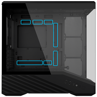 Side view of case with Hidden Connector holes highlighted