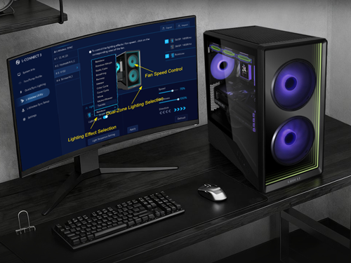 Vector V150 on table with L-connect displayed on monitor