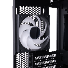 Front panel of case showing two fans