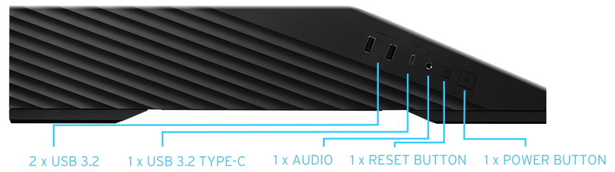 cutout of lower side of case showing I/O