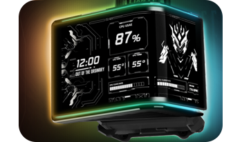 LCD screen with ambient lighting glowing around it