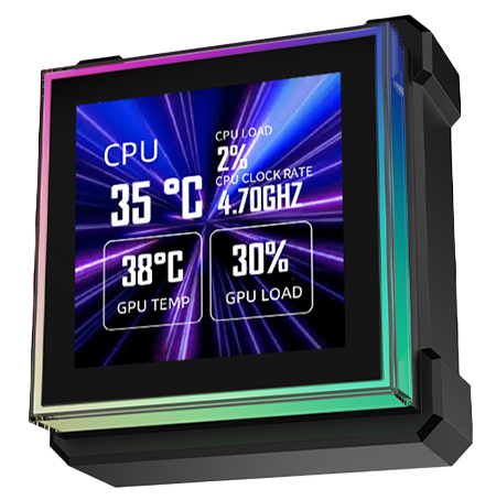 Black LCD CPU Block with aRGB Lighting Effects