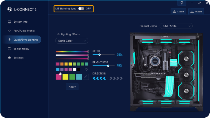 ARGB Customisation (Motherboard Sync) in L-Connect 3