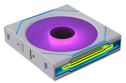 Fan on side with ARGB cycling effect