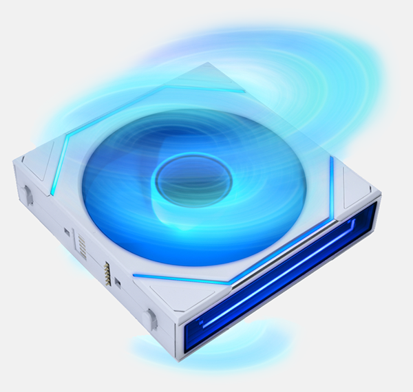 Side by side view of forward blade and reversed fans with power off
