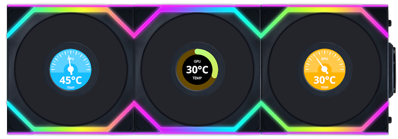 Lian Li UNI FAN SL Wireless LCD 120mm ARGB PWM Fan Black 3 Pack