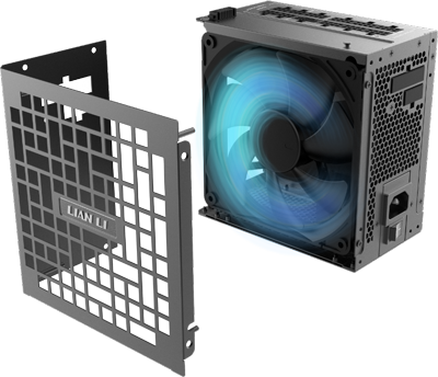 Exploded view of psu showing fan and grate