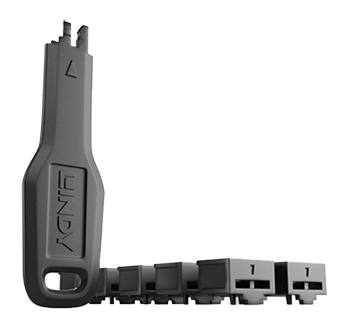 Lindy RJ45 Port Blocker Kit with 1x Key & 10x Locks in Black.