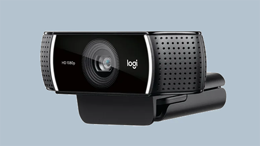 Front side angle of Logitech C922 Pro webcam.