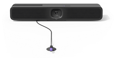 MeetUp 2 video bar with connected cable, highlighting B-Y-O-D capability