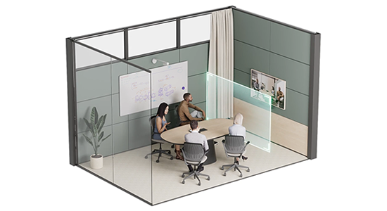 Meeting room simulation MeetUp 2 Group View feature