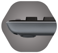 Side angle of keyboard showing adjustable legs