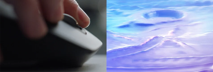 Close up image of a hand on the mouse.