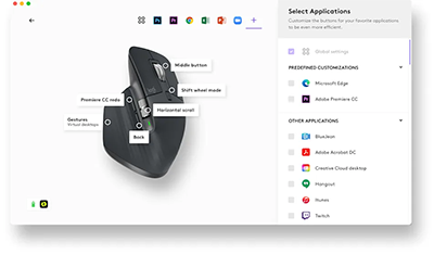 Image of Logi Options+ app interface.