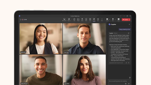 Surface Pro with Microsoft Teams conference on-screen to highlight clear image quality
