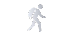 Man hiking with a backpack in an icon style