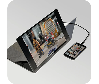 Image of the monitor plugged into a phone
