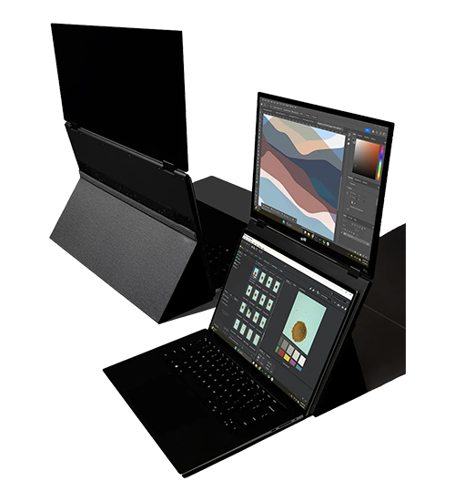 Front and back images of the integrated kickstand