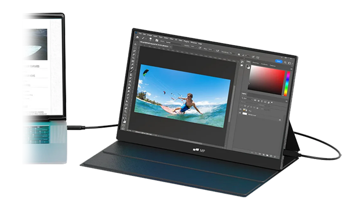 Fold portable monitor connected to a second display