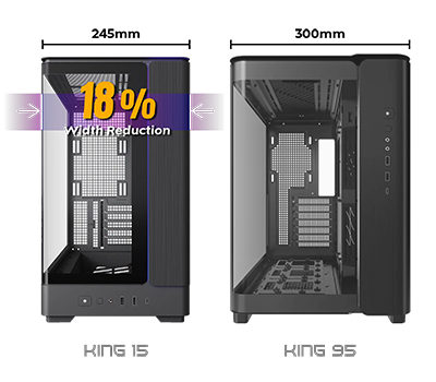 Image showing width reduction between Montech King 15 Case and King 95 Case