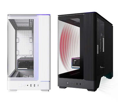 Visual showing angled fans directing airflow to GPU