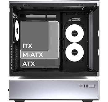 Image showing how motherboards can be fit traditionally.