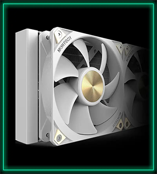 Edge of fan and radiator.