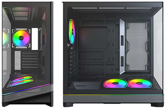 front and side views of Montech SKY 3 mid tower