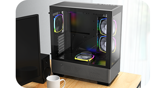 Montech SKY TWO Black Mid Tower PC Case with 4x ARGB Fans LN140572 ...