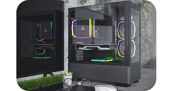 Montech SKY TWO Black Mid Tower PC Case with 4x ARGB Fans LN140572 ...