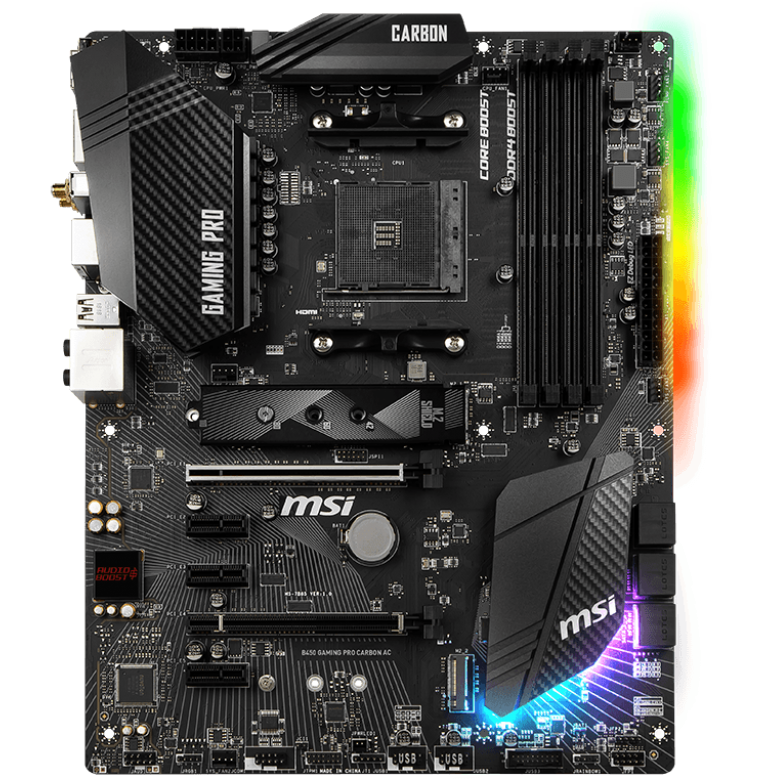 MSI AMD Ryzen B450 GAMING PRO CARBON AC WiFi AM4 ATX 