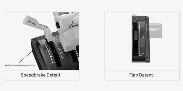 Close up of speedbrake and flap detents.