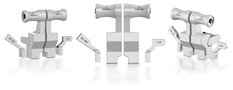 Row of 3 TQB Throttle modules at a left, middle and right angle.