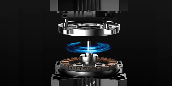 Wheel base side facing upwards, split out to revel its components.