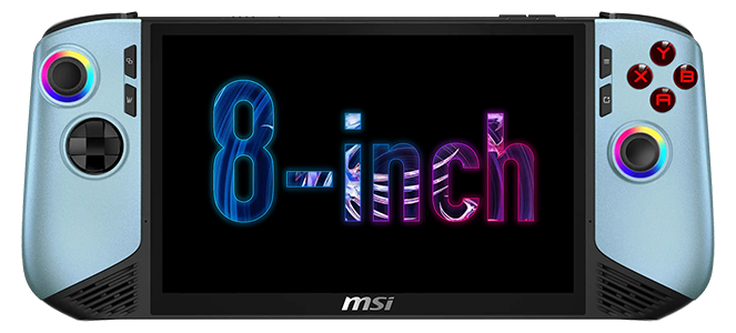 MSI Claw with 8-inch graphic on-screen.