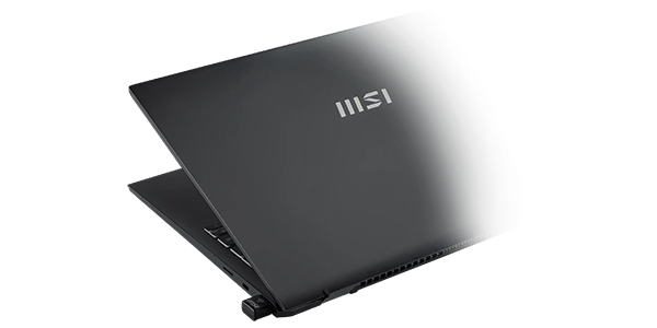 Rear angle of laptop, showcasing AX1800 Nano WiFi adapter in the side.