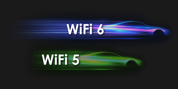 WiFi illustration depicting neon car with attenuating colour trail.