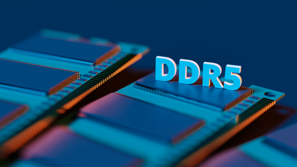Memory modules with 3D, DDR5 text overlaid