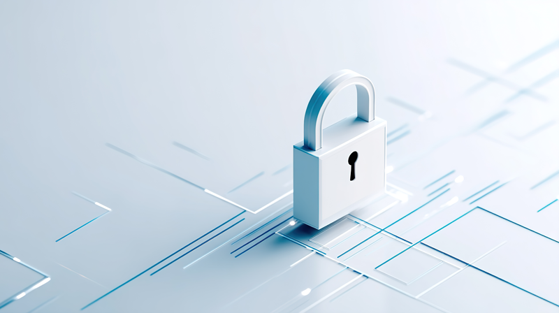 A padlock hovers over a stylised, circuit-like surface symbolising hardware security
