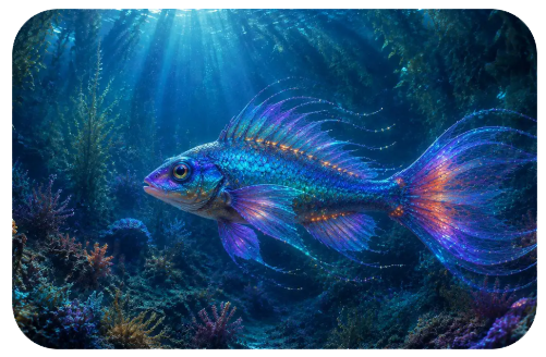 AI generated image of colourful fish