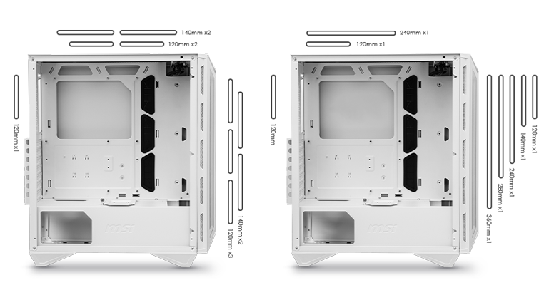  MSI MPG GUNGNIR 110R WHITE - Premium Mid-Tower Gaming PC Case -  Tempered Glass Side Panel - ARGB 120mm Fans - Liquid Cooling Support up to  360mm Radiator - White Color