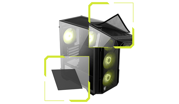Dust protection filters on the top and bottom of the M120R case.
