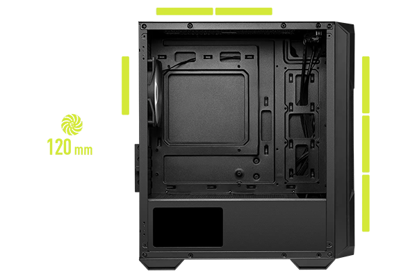 Side of MAG FORGE M120R with fan support diagram.