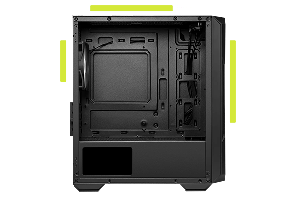 Side of MAG FORGE M120R with radiator support diagram.