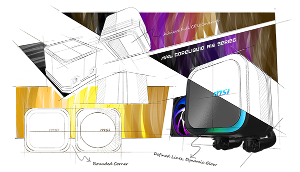 Design concept sketches of the MAG CORELIQUID A13 pump.