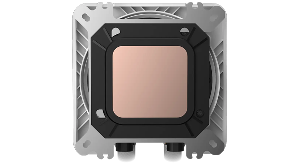 Copper base of MPG Coreliquid Cooler, highlighting screwless design