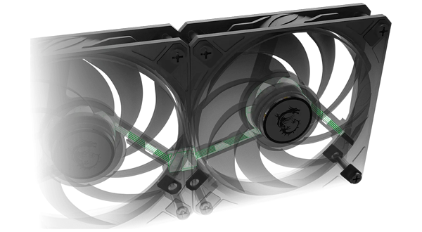X-ray effect illustration of radiator fans, highlighting hidden daisy-chain connectors