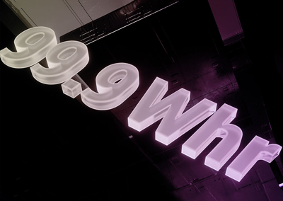 99.9 Whr 3D neon text